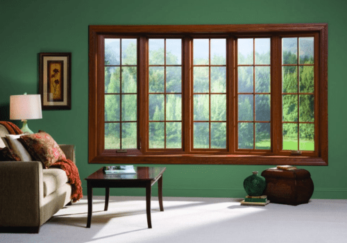 wood grain bow window